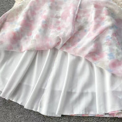 Seaside Holiday Sexy Halter top Mermaid Floral Skirt Two-piece Set HZ1024