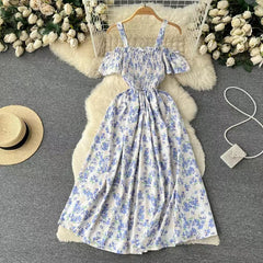 Retro Design Chic Spaghetti Strap Floral Dress HZ1024