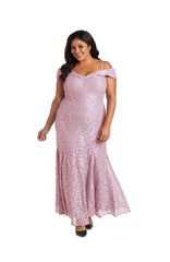 R&M Richards 2047W Plus Size Long Formal Lace Gown