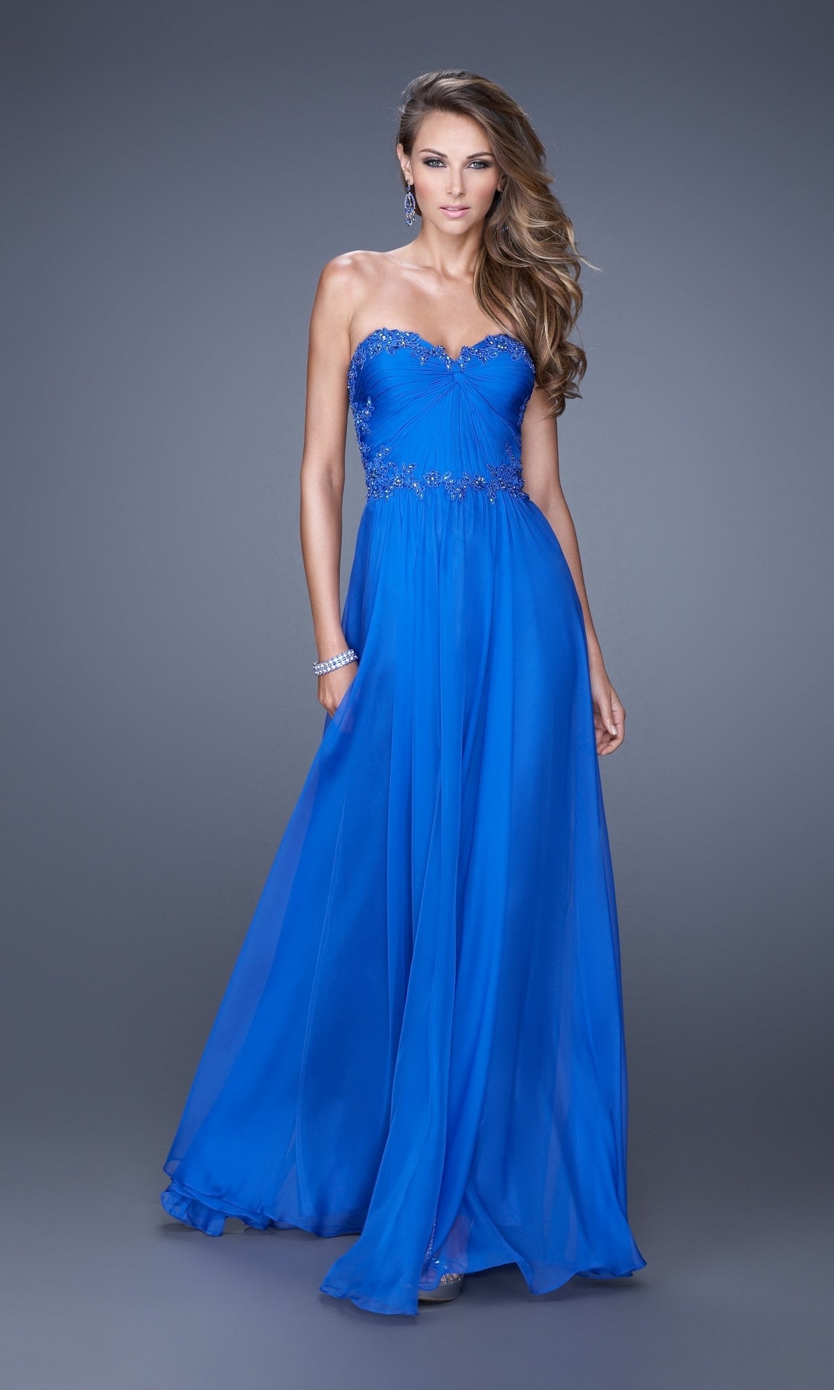 La Femme Sheer-Back Ruched Chiffon Prom Dress 20669