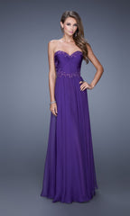 La Femme Sheer-Back Ruched Chiffon Prom Dress 20669