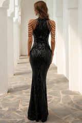 Black Sequin Mermaid Holiday Party Dress