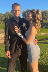 Shiny Grey Drawstring Ruched Tight Homecoming Dress SH702