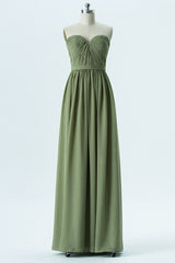 Lime Green Chiffon Sweetheart Bridesmaid Dress