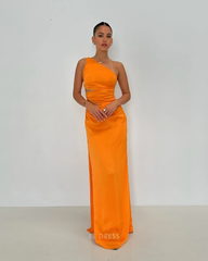 Sheath Simple One Shoulder Satin formal dresses Bridesmaid Dresses evening gown Prom Dress