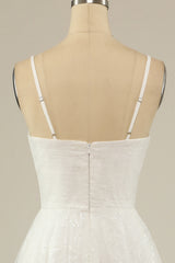 White A Line Spaghetti Straps Tulle Floor-Length Wedding Dress Sexy
