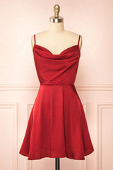 Red Cowl Neck A-Line Short Party Dress