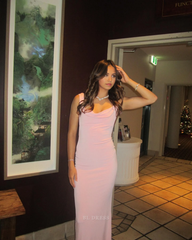 Sheath Backless Pink Chiffon formal dresses Bridesmaid Dresses evening gown Prom Dress