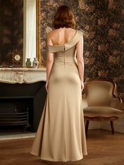 Off-the-Shoulder Sheath Ruffles Floor-Length Dress Champagne