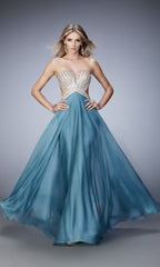 La Femme Open-Back Chiffon Prom Dress 22179