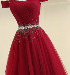 Custom Made Burgundy Off Shoulder Prom Dress, Burgundy Formal Dress, Off Shoulder Evening Dress, Bridesmaid Dress