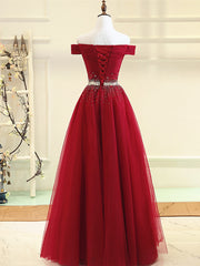 Custom Made Burgundy Off Shoulder Prom Dress, Burgundy Formal Dress, Off Shoulder Evening Dress, Bridesmaid Dress