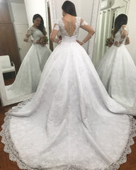 Wholesale Lace Wedding Dress Long Sleeves, Bridal Gown ,Dresses For Brides