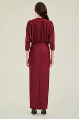 Wine Red Formal Dress for Women Prom Dresses Elegant Long Dress V Neck Party Dress