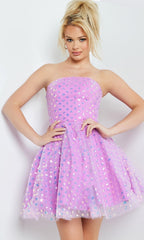 Jovani Short Purple Strapless Party Dress 22815