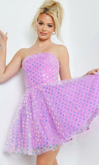 Jovani Short Purple Strapless Party Dress 22815