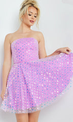 Jovani Short Purple Strapless Party Dress 22815
