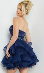 Jovani Navy Blue Short Strapless Party Dress 22901