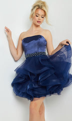 Jovani Navy Blue Short Strapless Party Dress 22901