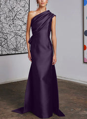 Tight fit/straight cut off shoulder mother of the bride dress