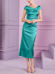 Tight fit/column style lapel long style mother of the bride dress