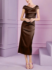 Tight fit/column style lapel long style mother of the bride dress