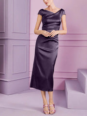 Tight fit/column style lapel long style mother of the bride dress