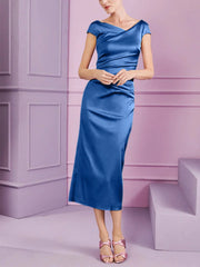 Tight fit/column style lapel long style mother of the bride dress