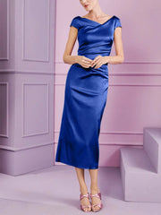 Tight fit/column style lapel long style mother of the bride dress