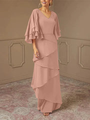 Slim fit/pillar V-neck mother of the bride dress