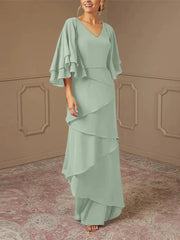 Slim fit/pillar V-neck mother of the bride dress