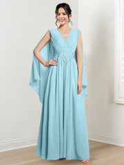 A-line/Princess V-neck to floor length mother of the bride dress