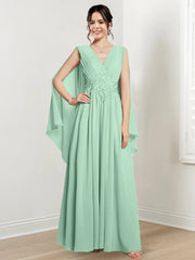 A-line/Princess V-neck to floor length mother of the bride dress