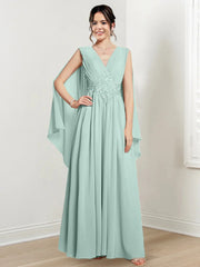 A-line/Princess V-neck to floor length mother of the bride dress