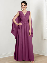 A-line/Princess V-neck to floor length mother of the bride dress