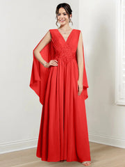 A-line/Princess V-neck to floor length mother of the bride dress