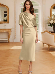 Tight fit/straight cut off shoulder mother of the bride dress