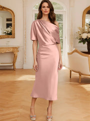 Tight fit/straight cut off shoulder mother of the bride dress