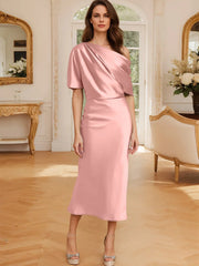 Tight fit/straight cut off shoulder mother of the bride dress