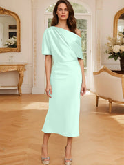 Tight fit/straight cut off shoulder mother of the bride dress