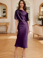 Tight fit/straight cut off shoulder mother of the bride dress