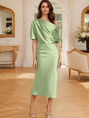 Tight fit/straight cut off shoulder mother of the bride dress