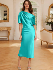 Tight fit/straight cut off shoulder mother of the bride dress