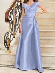 Tight fit/straight V-neck sleeveless satin mother of the bride dresses