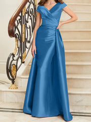 Tight fit/straight V-neck sleeveless satin mother of the bride dresses