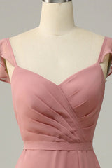A Line Long Bridesmaid Dress With Slit