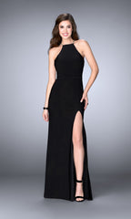 La Femme Simple High-Neck Jersey Prom Dress 23962