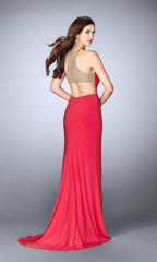 La Femme Simple High-Neck Jersey Prom Dress 23962