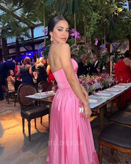 A-line Strapless Pink formal dresses Bridesmaid Dresses evening gown Prom Dress