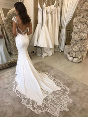Mermaid V Neck Ivory Lace Chiffon Beach Boho Wedding Dresses